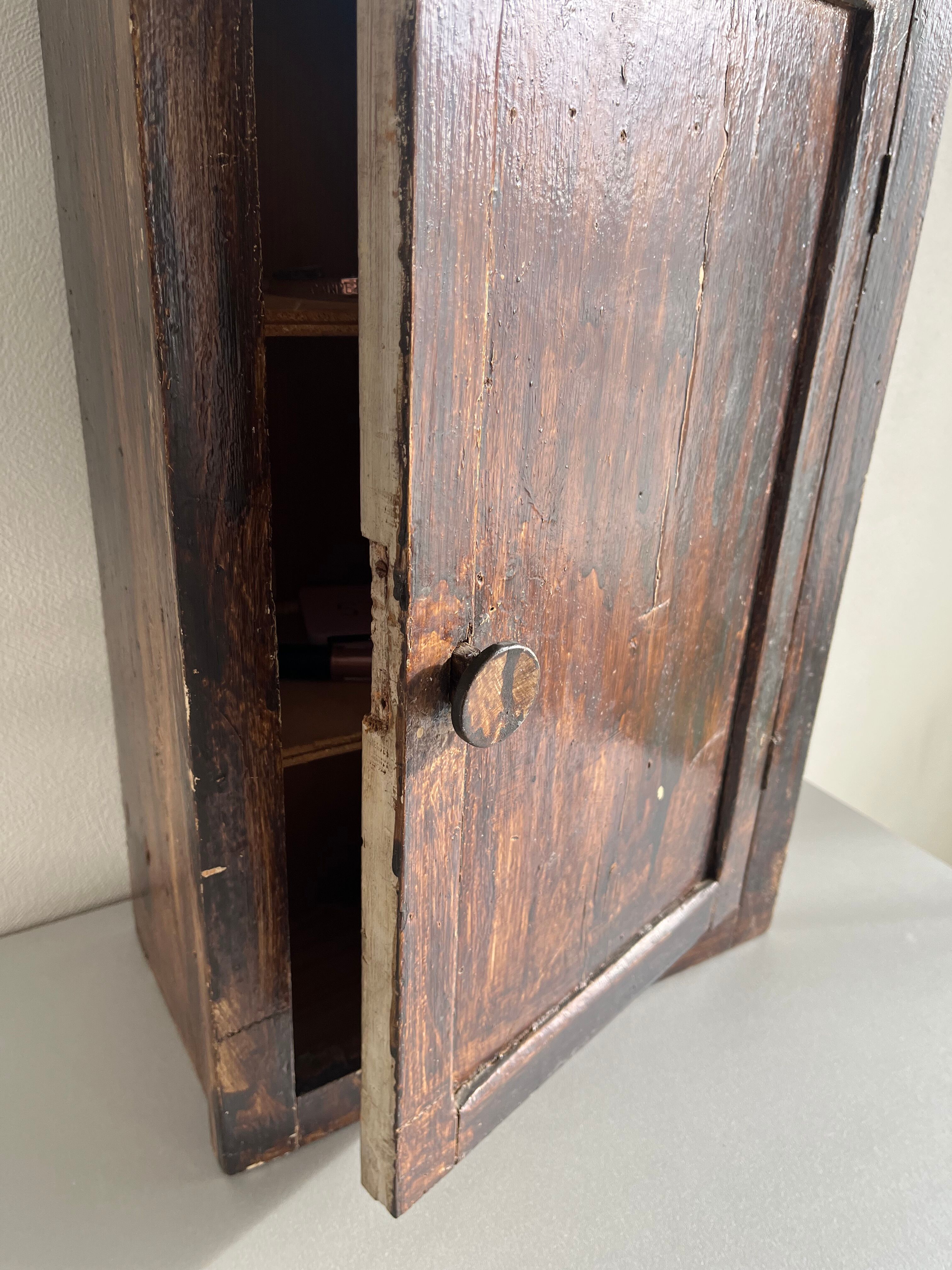 Patinated wooden toilet cabinet / pharmacy