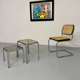 Morex nesting coffee table in metal and smoked glass, Italian design from the 1980s