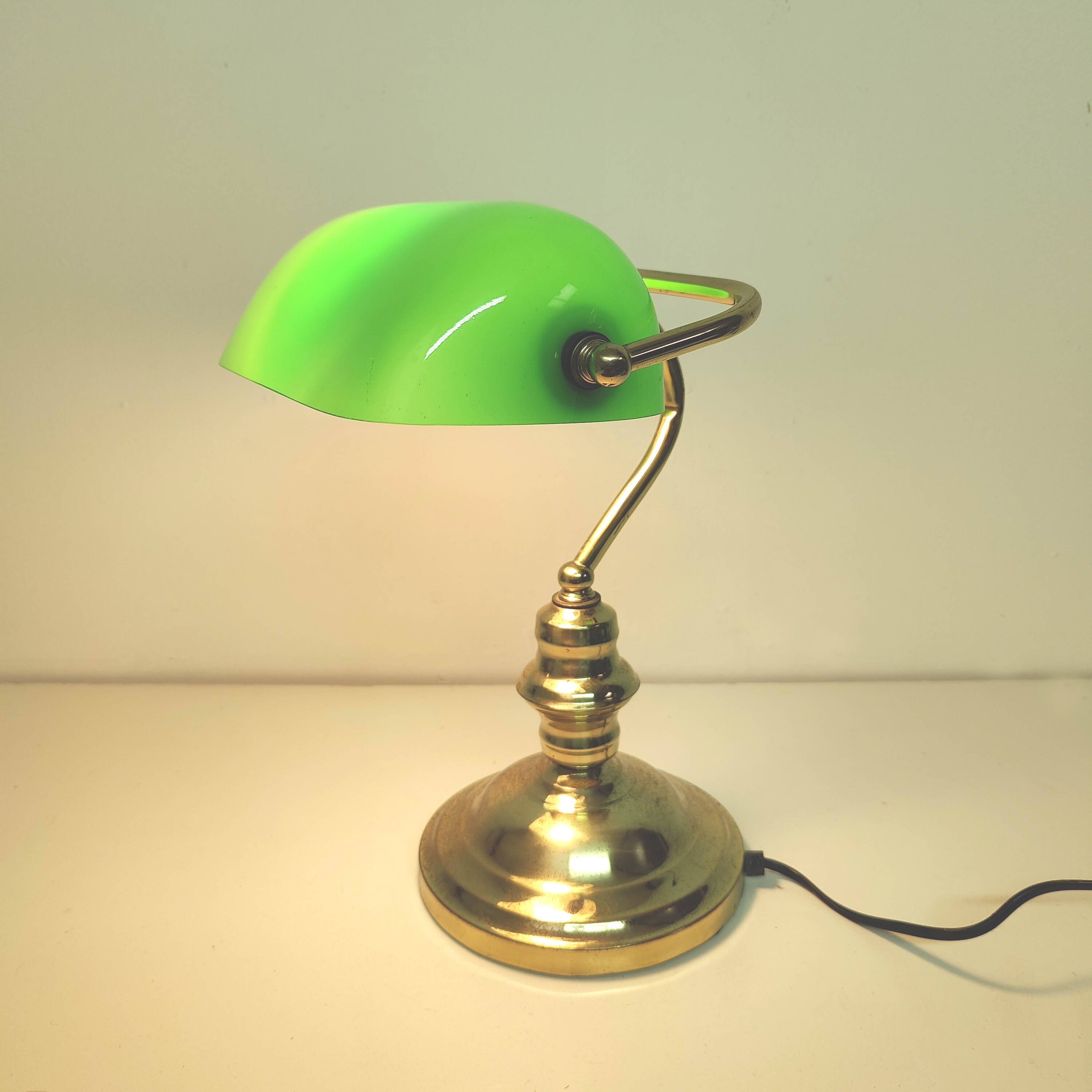 Banker lamp notary golden opaline green