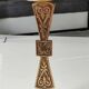 Hebrew/Jewish Flambeau candle holder, engraved Israel. In brass with an old gold patina. Floral patterns/25 cm