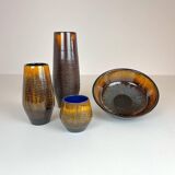 Mid-century modern set of 4 ceramic vases by Upsala-Ekeby "Fiamma" Sweden, 1960s.
