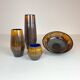Mid-century modern set of 4 ceramic vases by Upsala-Ekeby "Fiamma" Sweden, 1960s.