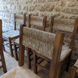 Six straw chairs