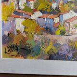 Painting Claude Carvin. Bonnieux, perched village