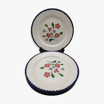 Lot de 6 assiettes plates salins modèle rosemonde décor floral