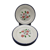 Set of 6 flat plates salins model rosemonde floral decoration