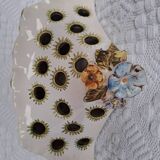 Moustiers ceramic flower pick with bird and flower decor