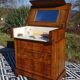 Commode coiffeuse, système en chemin de fer