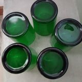 5 verres à eau anciens verts