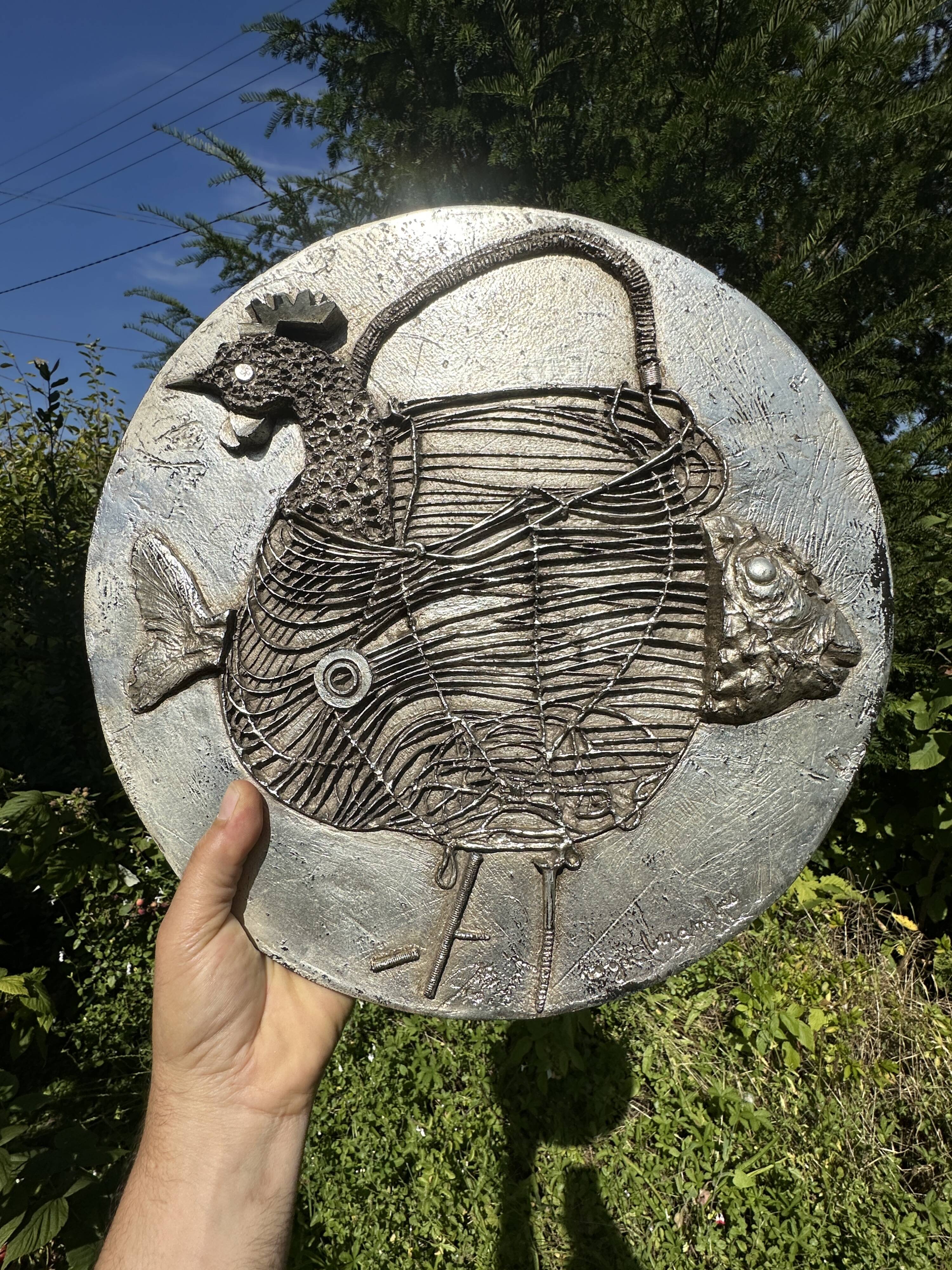 Roger Bezombes wall sculpture decor vintage design 60s
