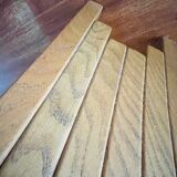 Vintage brutalist curved oak dining chairs from allmilmö, 1980s, set of 4. unique danish design.