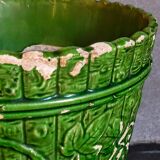 Flower pot and saucer in slip by G. De Bruyn 19th century