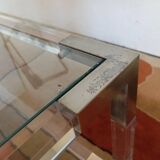 Table basse lucite, verre et métal années 80