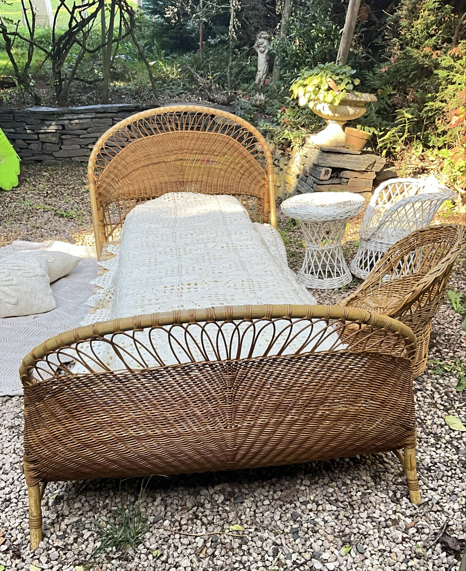 Vintage seventies rattan children's basket.