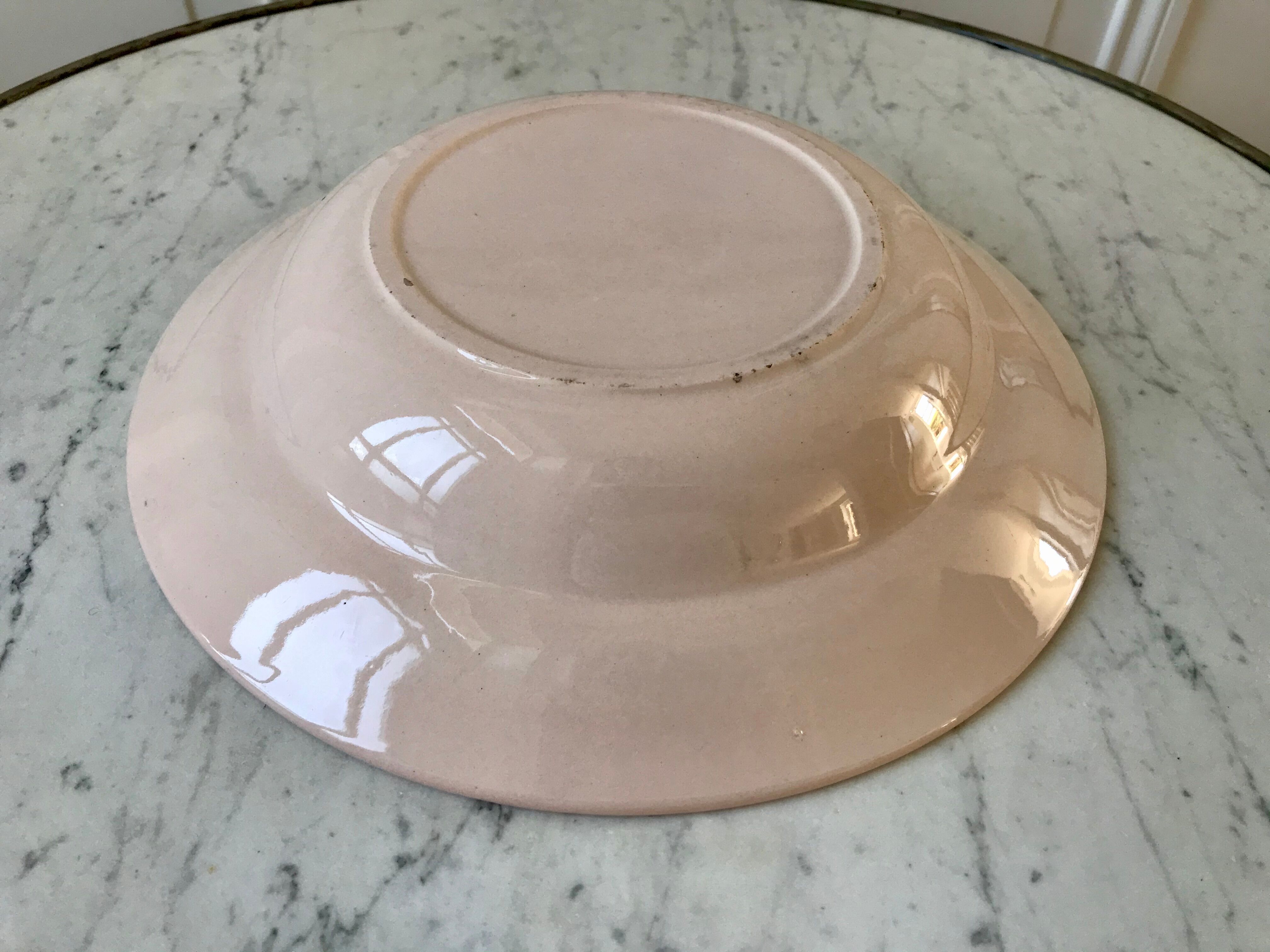 Hollow dish digoin sarreguemines pink 40s