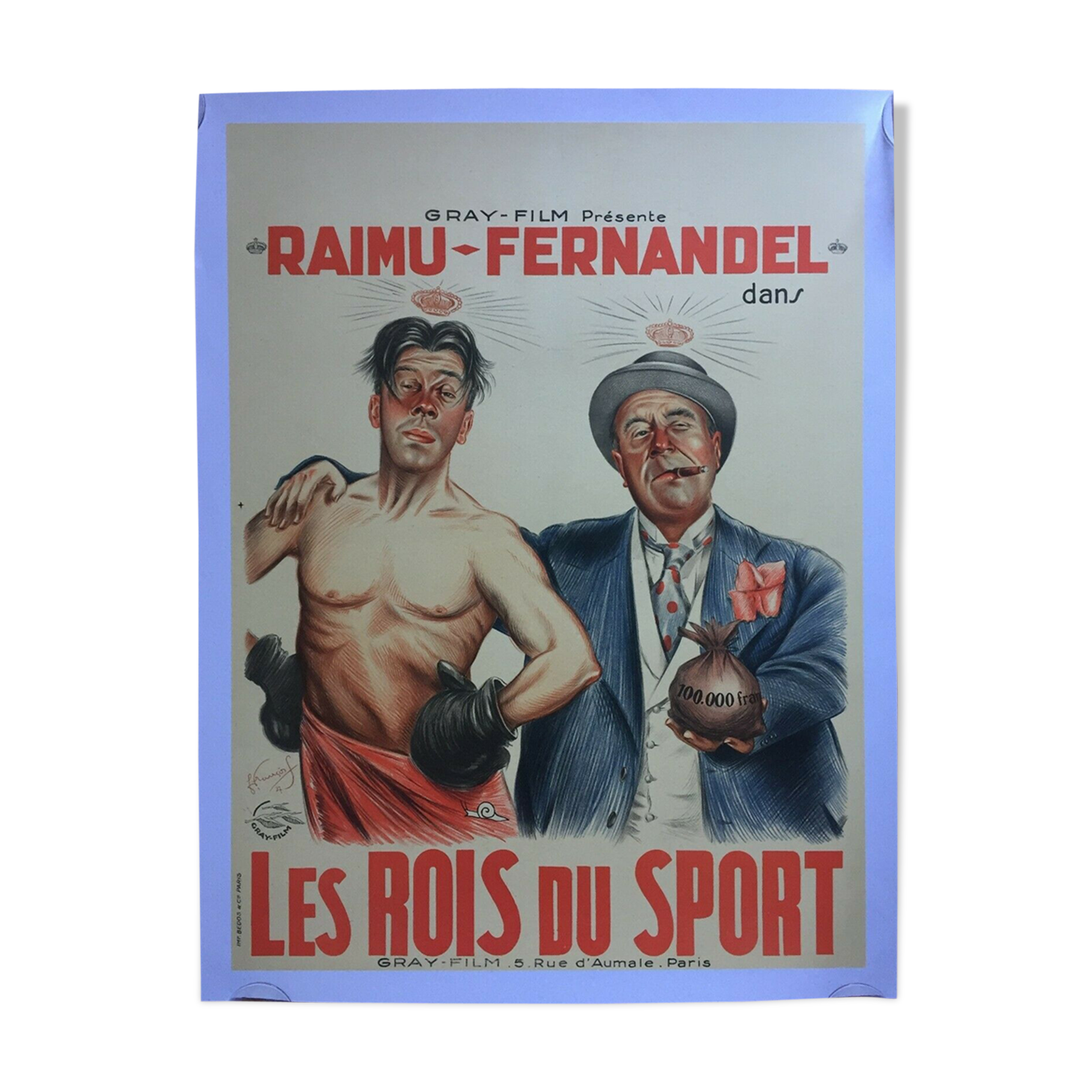 Cinema poster "Kings of Sport" Fernandel, Raimu 60x80cm 1937