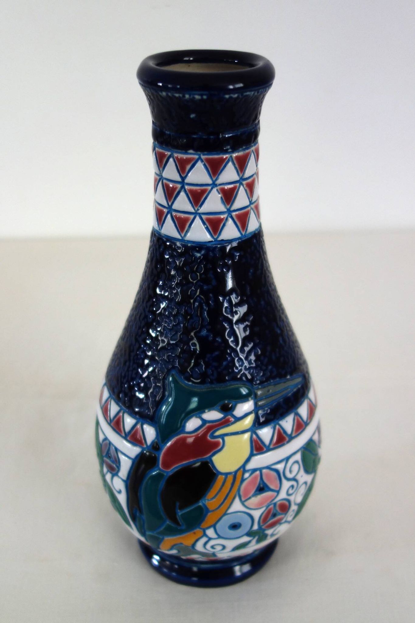 Art Deco ceramic vase with bird decoration by Amphora, 1920