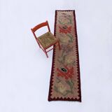 Long Wool Roses Runner Rug 1960s Vintage