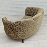 60s, danish vintage 2 seater "banana" sofa, green velour, original condition.