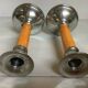 Pair of yellow metal candlesticks