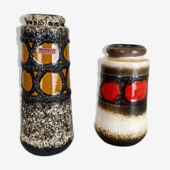 Ensemble de deux vases en poterie « Multi-Color » par Scheurich, Allemagne, années 1970