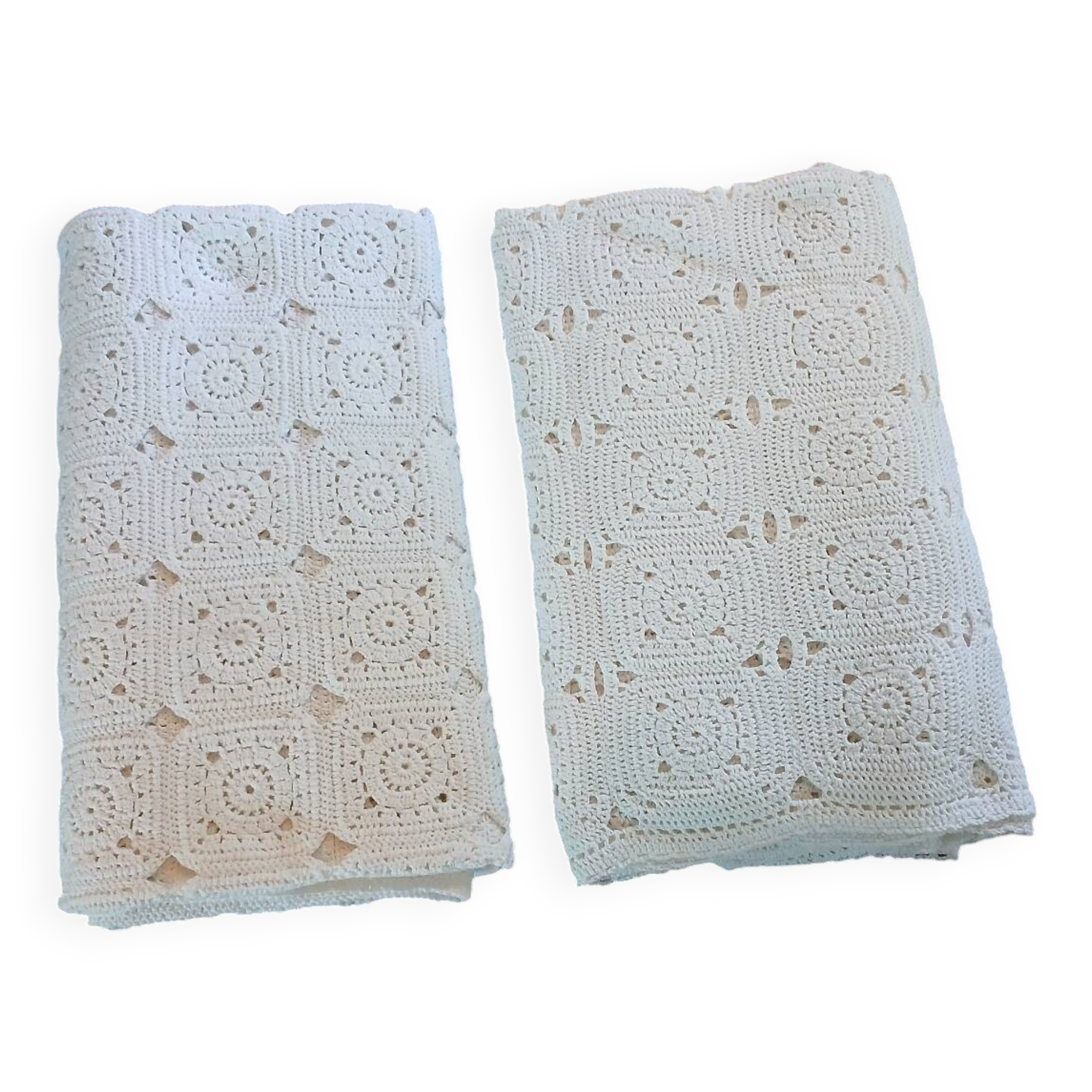 2 antique handmade crochet bedspreads