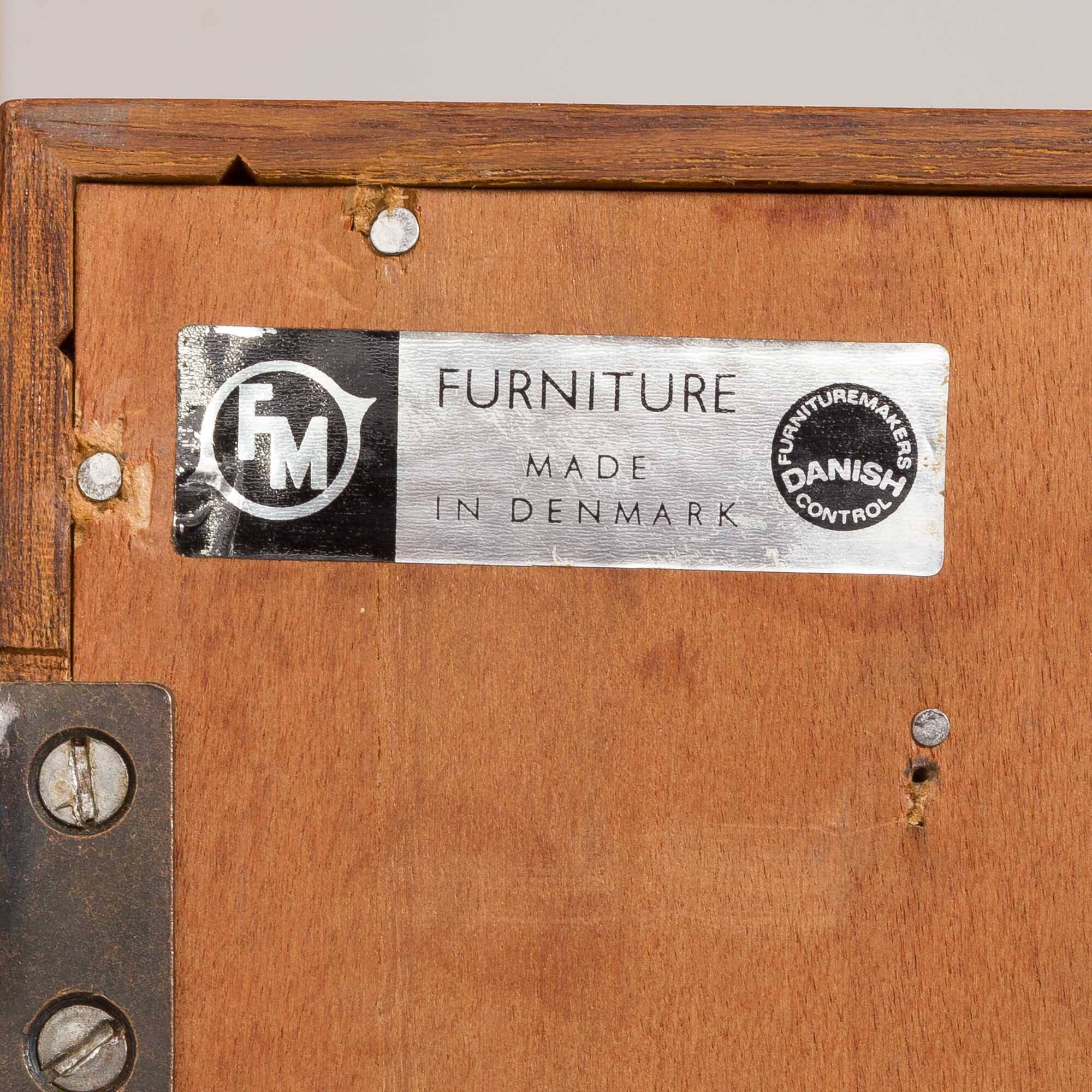 Bibliothèque modulaire à 3 baies Kai Kristiansen en teck avec armoire à porte tambour et étagère de bureau, De
