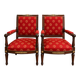 Pair of Empire period armchairs in mahogany with Napoleonic emblems - 19th century