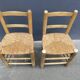 Set of 2 chairs in raw wood and straw from the 50s