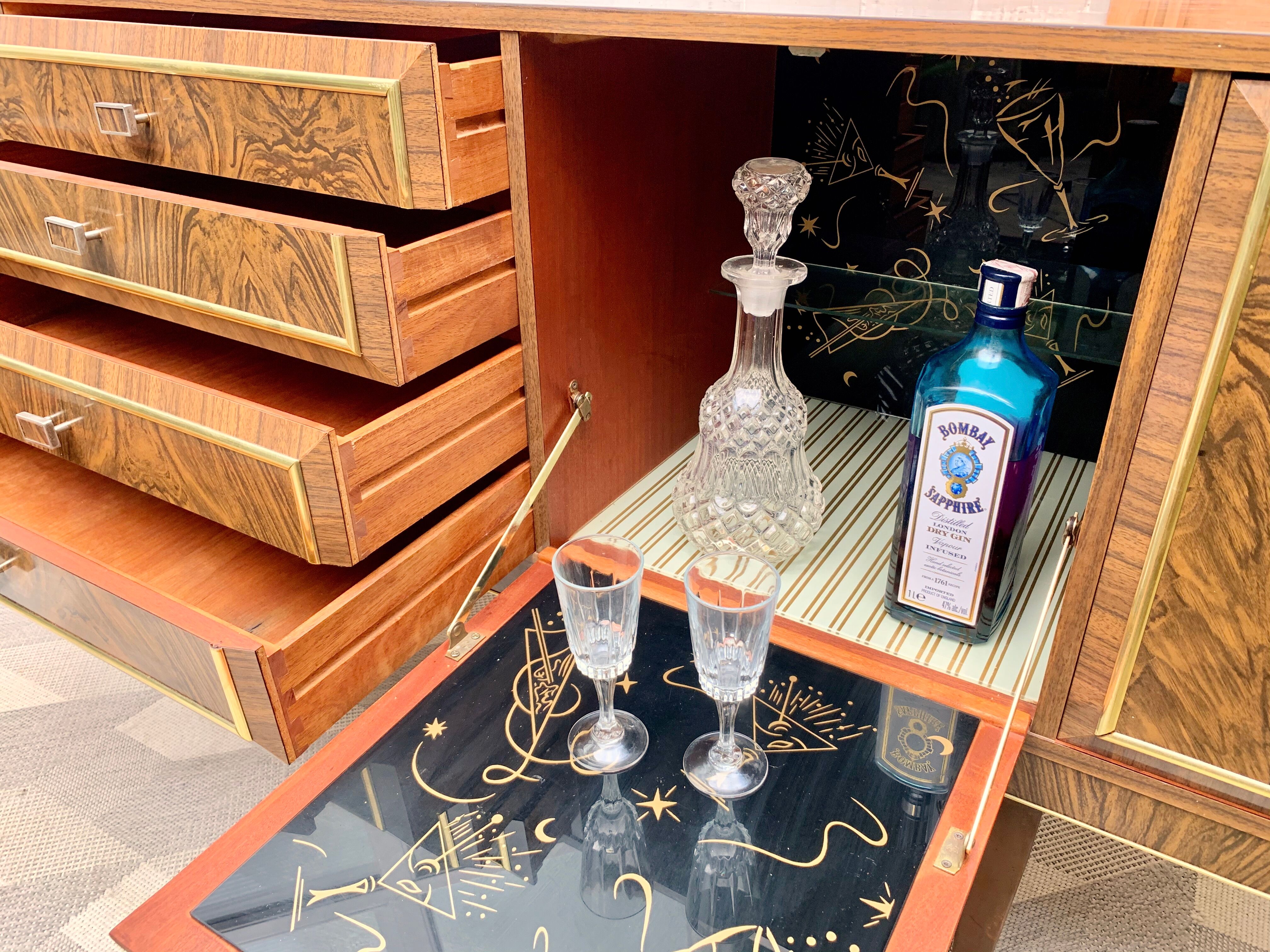 Vintage sideboard with drinks cabinet with drawers