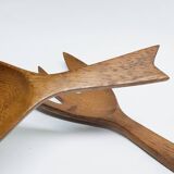 Couverts à sculpté salades à la main du milieu du siècle