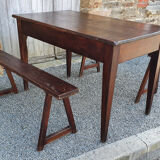 Small farm table and its two benches, vintage
