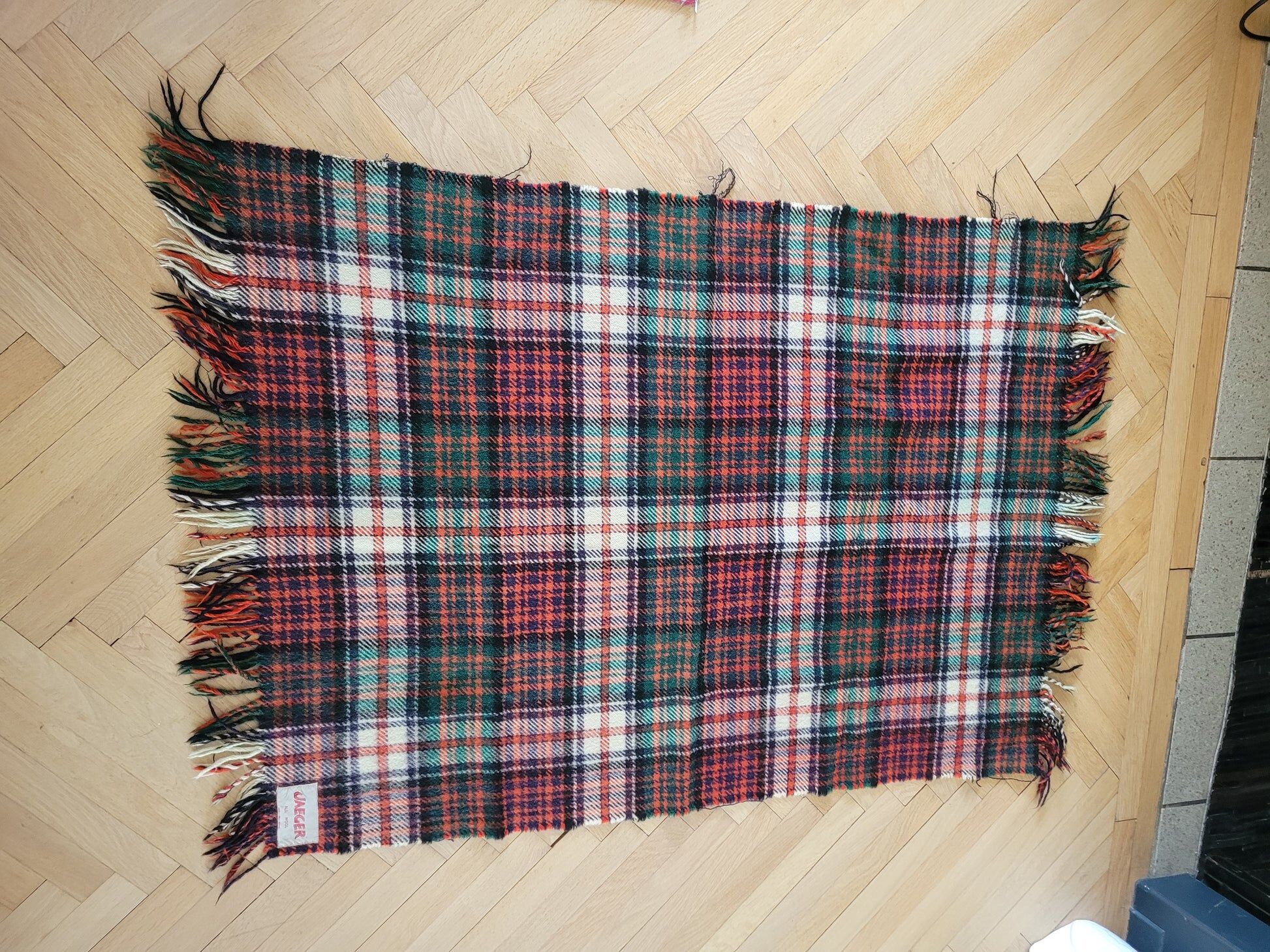 Jaeger tartan pattern blanket, 100% wool - 117x87 - Ref 855