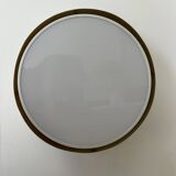 Pair of vintage XL wall lights, brass and opaline glass, Denmark 1970