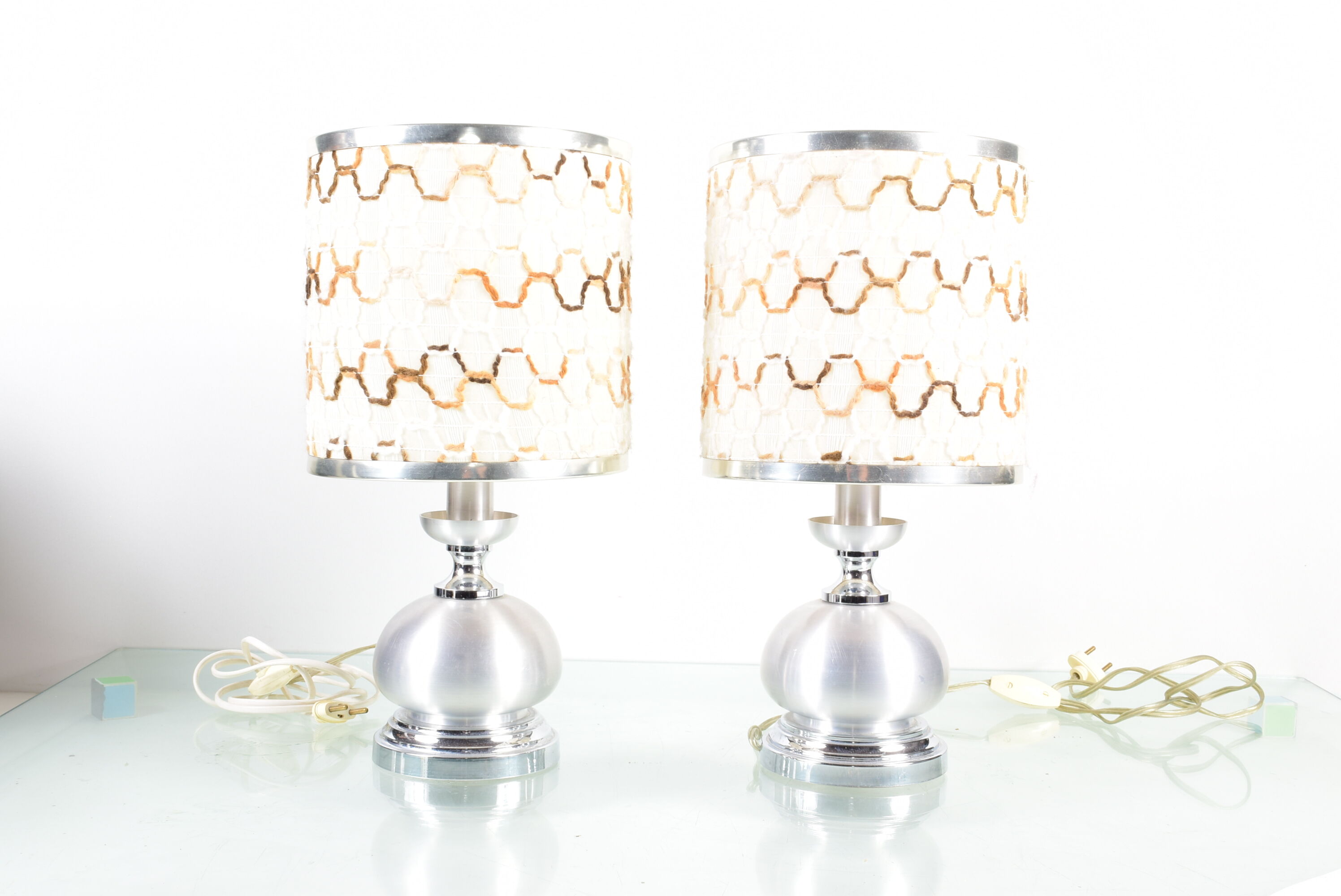 Pair of bedside lamps, 70s