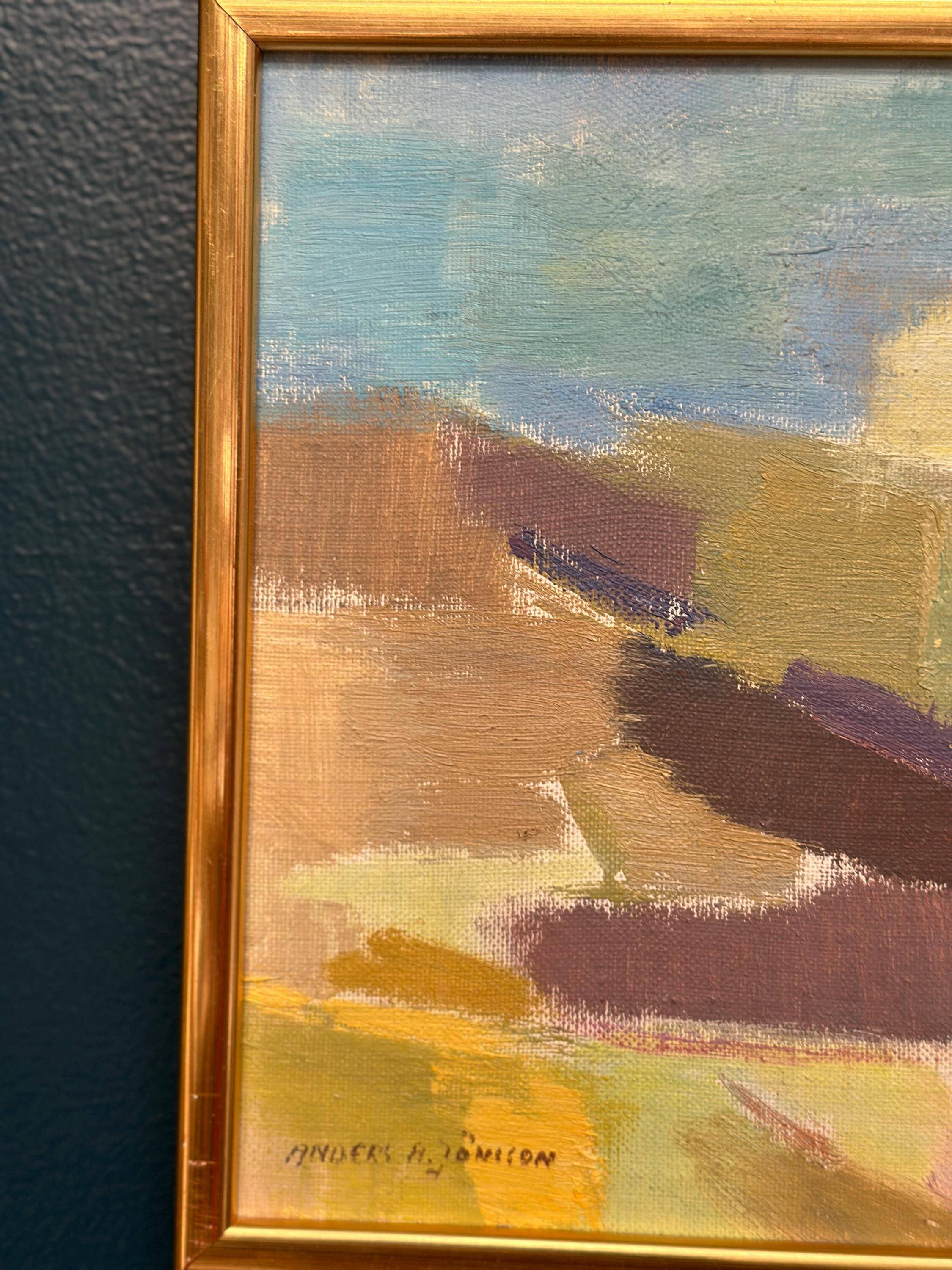 Huile sur panneau originale suédoise – “Sommardag Krokås” par Anders A. Jönsson