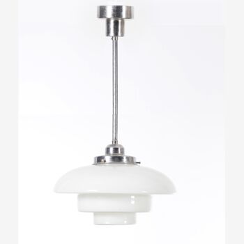 Scandinavian suspension lamp in glass and chrome