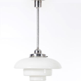 Scandinavian suspension lamp in glass and chrome