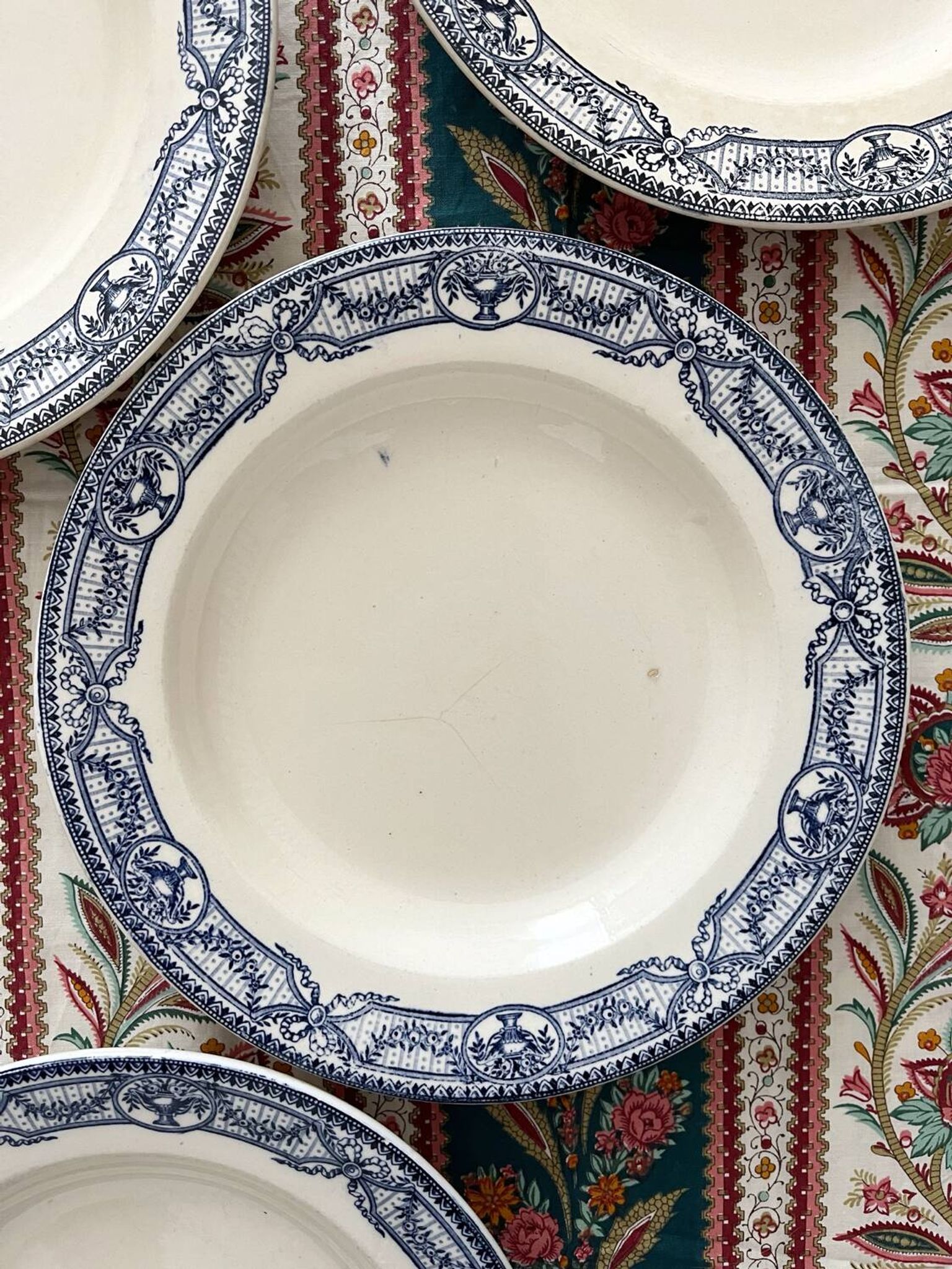 5 assiettes creuses terre de fer « Directoire » Salins