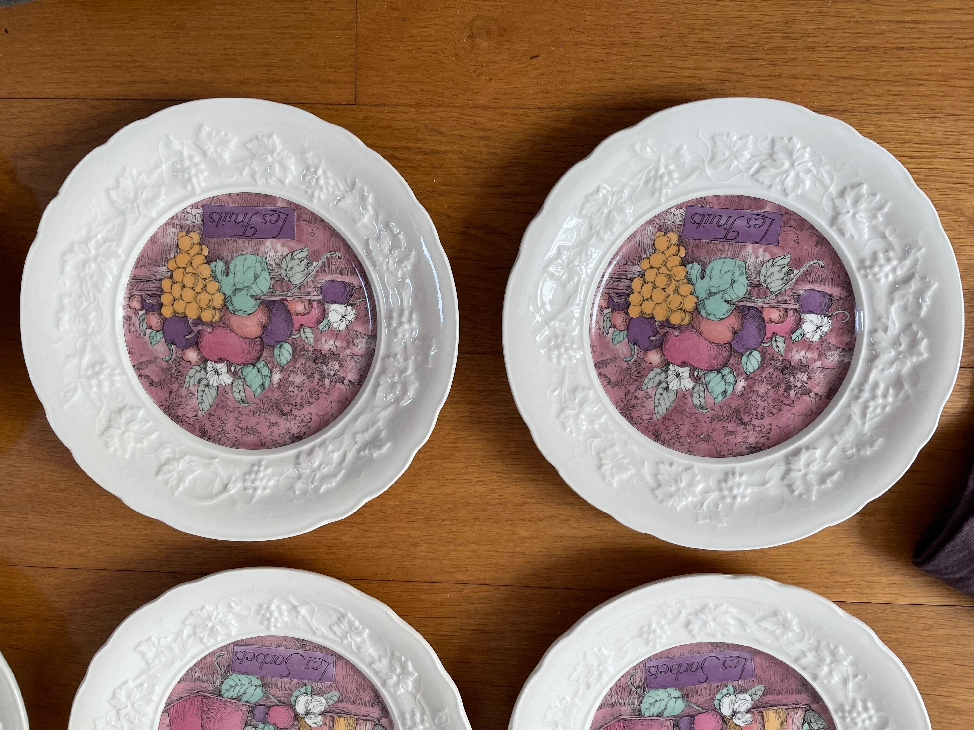 Set of 6 dessert plates Les Délices by Marie-Pierre Boitard - Faïence GIEN