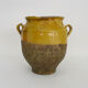 Varnished yellow confit pot, south-west of France. Conservation jar. Pyrenees XIXth