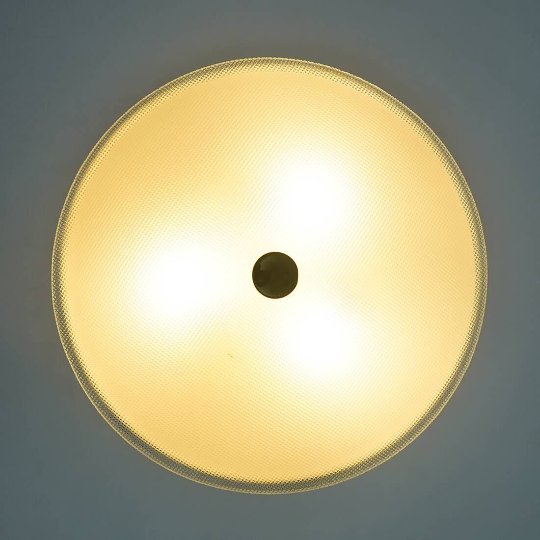 Stilnovo Textured Glass Flush Mount Ceiling Lamp, Italy 1950s