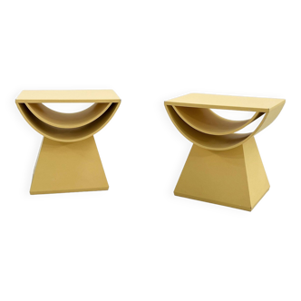 Pair of yellow postmodern nightstands, 1980