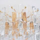 Magnificent luminaire in gilded brass and crystal glass Palazzo, Kalmar, Austria, 1970.