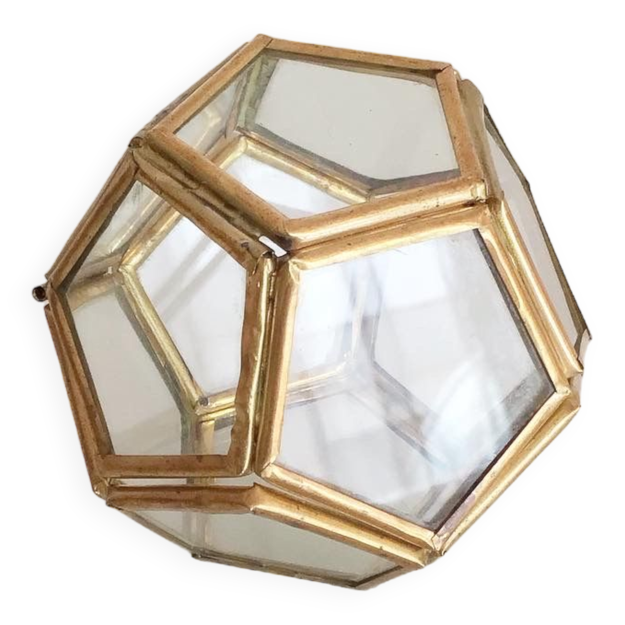 Vintage glass and brass jewelry box