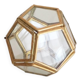 Vintage glass and brass jewelry box