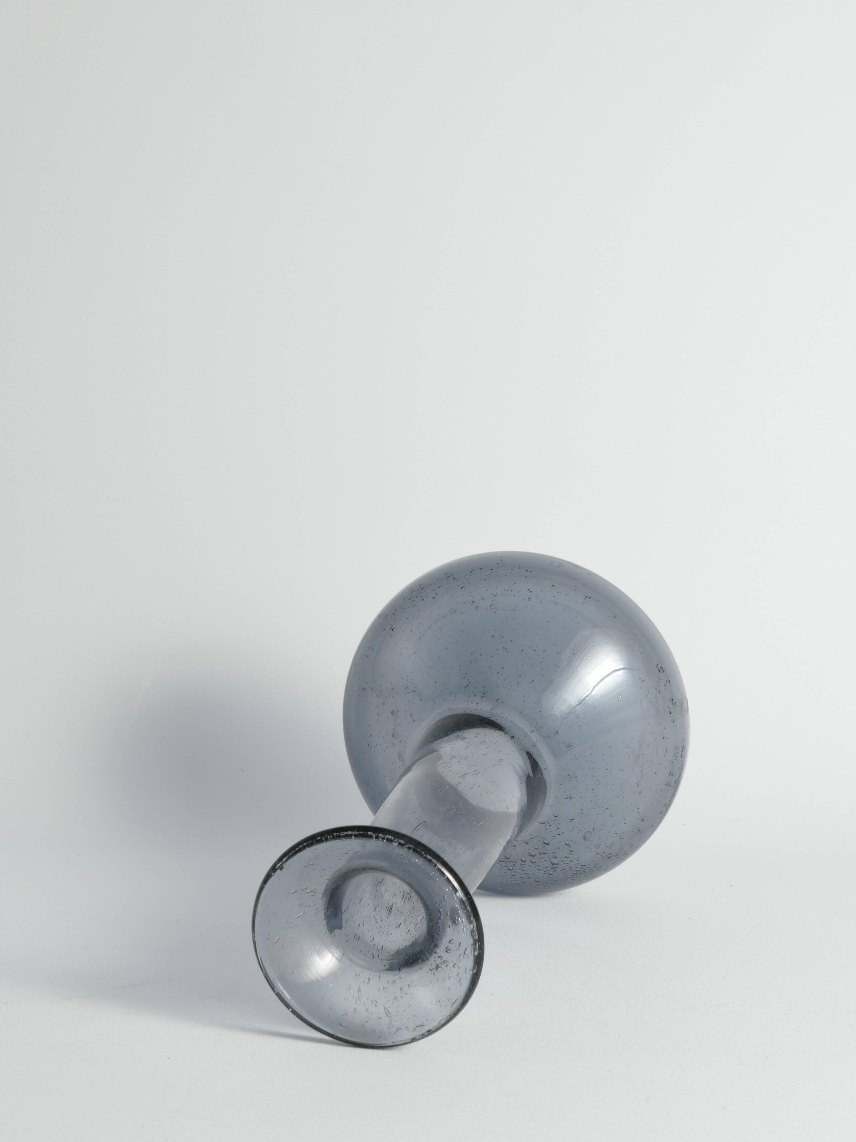 Scandinavian Modern Blue Glass Vase by Erik Höglund for Boda, Sweden 1960's
