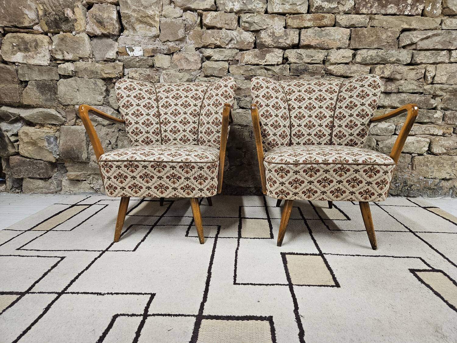 Pair of 1960 flowered armchairs