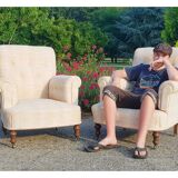 Lot 2 armchairs English / Vintage toad