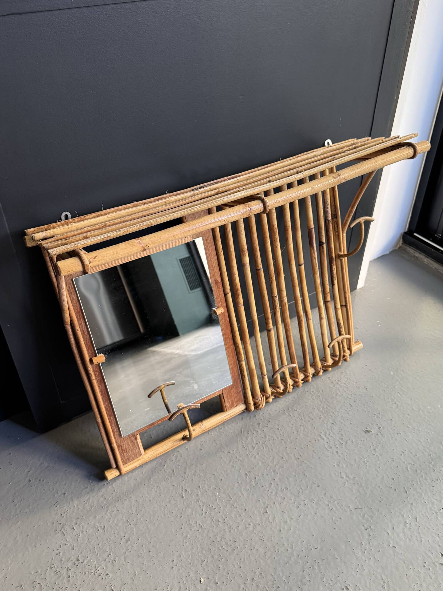Wall-mounted bamboo coat rack